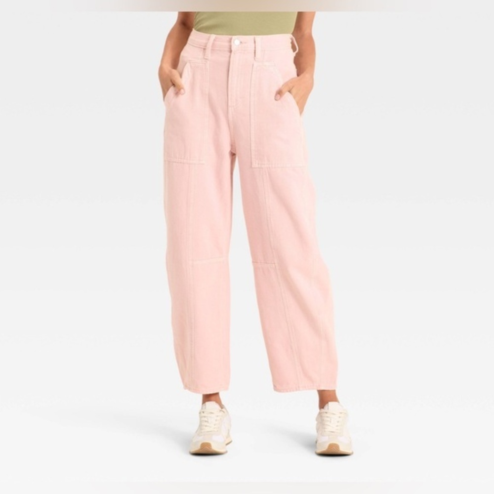 Universal Thread Easy Barrel Pink Canvas Pant NWT 8